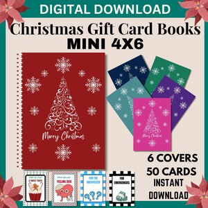 Carnet de cartes-cadeaux de Noël, Mini carnet de cartes-cadeaux, Cadeau de Noël à imprimer pour enfants, Cadeaux de Noël pour adolescents, Porte-cartes de Noël