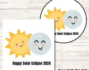 Solar Eclipse 2024 Printable Party Supplies Gift Tags, Total Lunar Eclipse, Classroom Treats Label Tag, Eclipse Survival Kit, Cupcake Topper