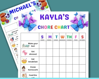 Kids Chore Chart Editable | Daily Routine Responsibility Chart | Kids Daily Task List | Daily schedule | Kids Daily Chore Chart Editable 6