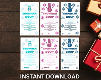 Etiqueta de Sopa de Muñeco de Nieve: Adorno para Bolsa de Dulces Navideños (Descarga Digital)