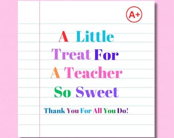 Tag dolce regalo per l'insegnante, tag di ringraziamento per l'apprezzamento dell'insegnante, tag per la settimana di apprezzamento dell'insegnante, tag regalo per l'insegnante di snack per biscotti al forno