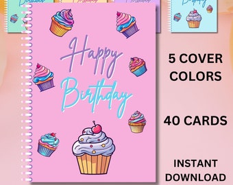 Birthday Gift Card Book For Mom, Printable Christmas Gift Cards for Girls, Gift Card Book Teens, Cupcakes Gift Card Booklet for Boys Son