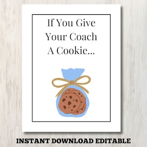Livre de biscuits If You Give Your Coach A Imprimable, carte-cadeau de remerciement pour entraîneur, livre de cartes-cadeau de remerciement entraîneur modifiable, mini livre de cartes-cadeau