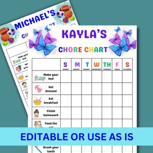 Kinder Haushaltstabelle zum ausdrucken, Familienplaner Verantwortung Tabelle, Kinder Kinder Liste, bearbeitbare Kinder Arbeitskarte, anpassbare Arbeitskarte für Kinder