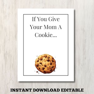 Si vous offrez un cookie à votre maman, si vous offrez un cookie à votre maman modèle de livre, modèle imprimable sur toile, modèle modifiable pour le cadeau de fête des mères