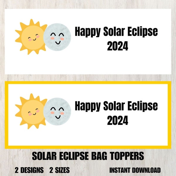 Eclipse Party Supplies Bag Topper, Eclipse Treat Bag Topper, Eclipse Survival Kit, Eclipse Printable, Eclipse Party Favor Tag Moon Party