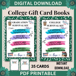 College Geschenkkartenbuch Mini, College Care Paket, druckbares College Geschenkkartenbuch, erstes Jahr des College-Abschlussgeschenks, geöffnet, wenn