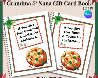 If You Give Your Grandma A Cookie, If You Give Your Grandma a Christmas Cookie Gift Book Printable, Grandma Gift Card Book, Nana Cookie Book