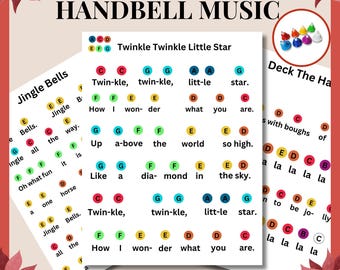 Handbell Sheet Music Instant Digital Download, Printable Hand Bell Music Sheets