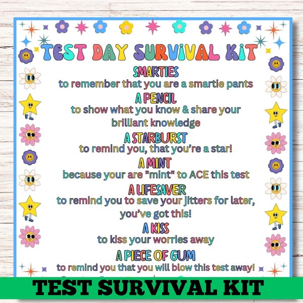 Testing Day Snack Tag Printable Classroom Treat Tag, Test Printable Notes, Benchmark Testing Snack, Student Encouragement Testing Card