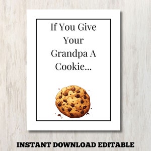 If You Give Your Grandpa A Cookie, If You Give Your Grandpa A Cookie Book Template,  Printable Canva Template, Fathers Day Gift Editable