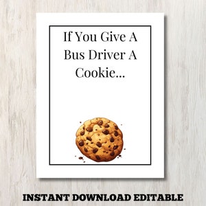 Se regali al tuo autista di autobus un libro regalo con biscotti stampabile, mini libro di carte regalo di apprezzamento per l'autista di autobus, biglietto di ringraziamento per autista di autobus modificabile