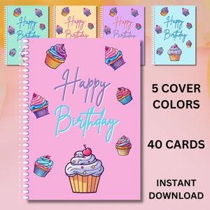 Geburtstags-Geschenk-Karte Buch für Mama, druckbare Weihnachts-Geschenkkarten für Mädchen, Geschenkkarte Buch Teens, Cupcakes Geschenkkarte Broschüre für Jungen Sohn