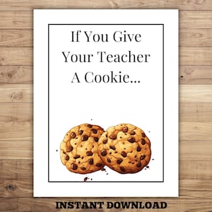 Livre cadeau à imprimer si vous offrez un biscuit à votre professeur, mini carte-cadeau de la semaine de l'appréciation des enseignants, carte de remerciement de l'enseignant