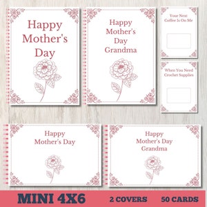 Mother&#39;s Day Gift Card Book Mini For Mom, Printable Mothers Day Gift Cards, Birthday Gift Card Book,  Mini Gift Card Booklet for Mom Grandma