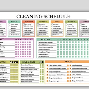 Schoonmaakschema, afdrukbare schoonmaakchecklist ADHD, bewerkbare takenlijst, dagelijkse takenplanner, organisatie van het huis