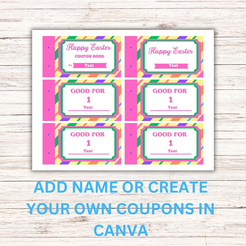 Easter Coupon Book Editable, Printable Coupon Book Template, Custom ...