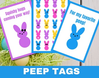 Pocket Hug Printable Peep Card, Peep Tags Handmade Gifts, Handmade Treat for My Peeps Gifts, Peep Crochet Bunnies, Crochet Peep Bunny Card