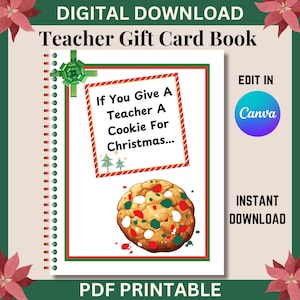 Si vous offrez un biscuit à un enseignant livre imprimable, livre de cartes-cadeaux de Noël pour enseignant, si vous offrez un enseignant a biscuit livre modifiable