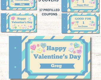 Valentine's Coupons Printable Coupon Book, Valentine's Coupons For Kids, Kids Rewards Coupons, Custom Vouchers, Personalized Editable Cards