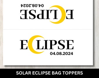 Eclipse Party Supplies Bag Topper, Eclipse Treat Bag Topper, Eclipse Survival Kit, Eclipse Printable, Eclipse Party Favor Tag Moon Party