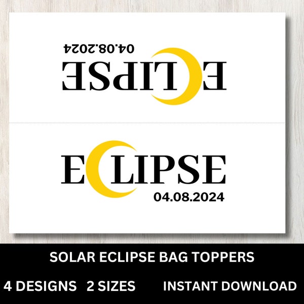 Eclipse Party Supplies Bag Topper, Eclipse Treat Bag Topper, Eclipse Survival Kit, Eclipse Printable, Eclipse Party Favor Tag Moon Party