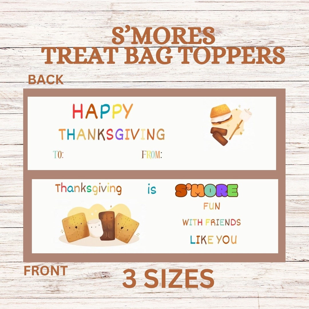 Thanksgiving Smores Bag Topper, Thanksgiving Tag Topper, Thanksgiving ...