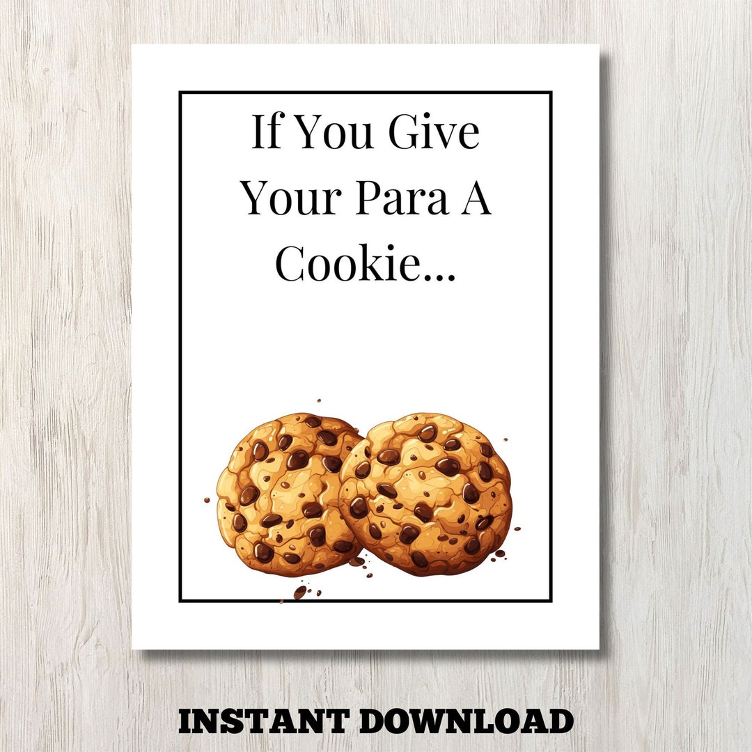 If You Give Your Para A Cookie Gift Book Printable, Paraprofessional ...