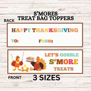 Thanksgiving Smores Bag Topper, Thanksgiving Tag Topper, Thanksgiving Favor Tag, Thanksgiving Treat Bag Toppers, Holiday Smores Favor Tag