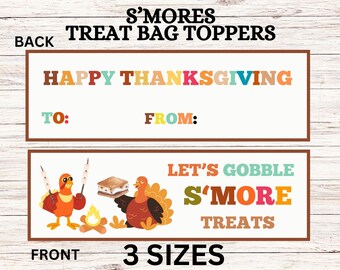 Thanksgiving S'mores Treat Bag Topper: Holiday Favor Tag (PDF & JPG)