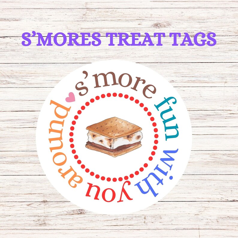 S'mores Printable Tag, S'mores Tag, Party Favor Tag Gift Tag, Circle ...