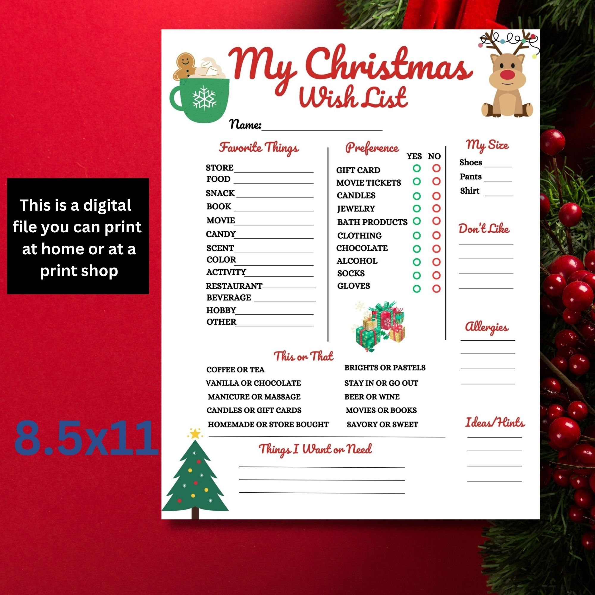 My Christmas Wish List, Adult Christmas Wish List, Secret Santa Wish ...