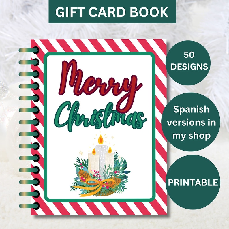 Christmas Gift Card Book, Printable Christmas Gift for Kids, Christmas