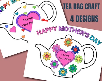 Mother's Day Teapot Craft: Tea Bag Printable Gift (Digital Download)