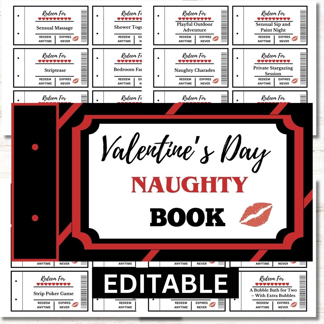 Naughty Coupon Book Printable Adult Coupons Intimate Gift for Husband, Boyfriend, Girlfriend, or ...