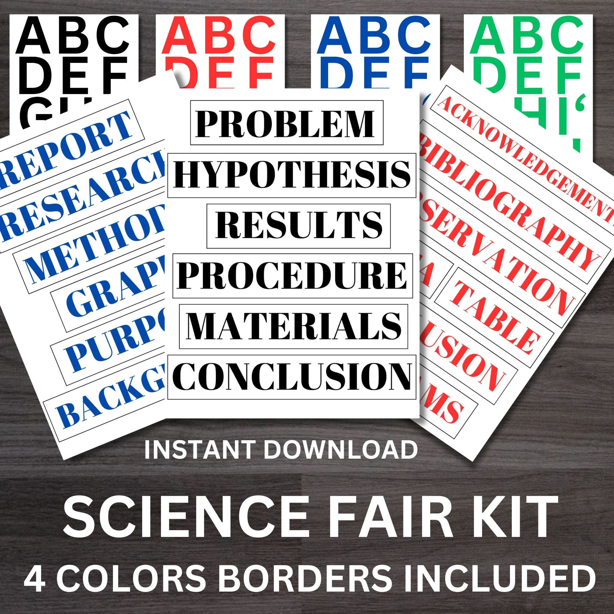 science-fair-poster-labels-scientific-method-science-fair-project-board-labels-science-fair-project-kit-stem-experiment-kit-printable-etsy