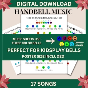 Color Coded Handbell Music: 20 Printable Songs (Digital Download)