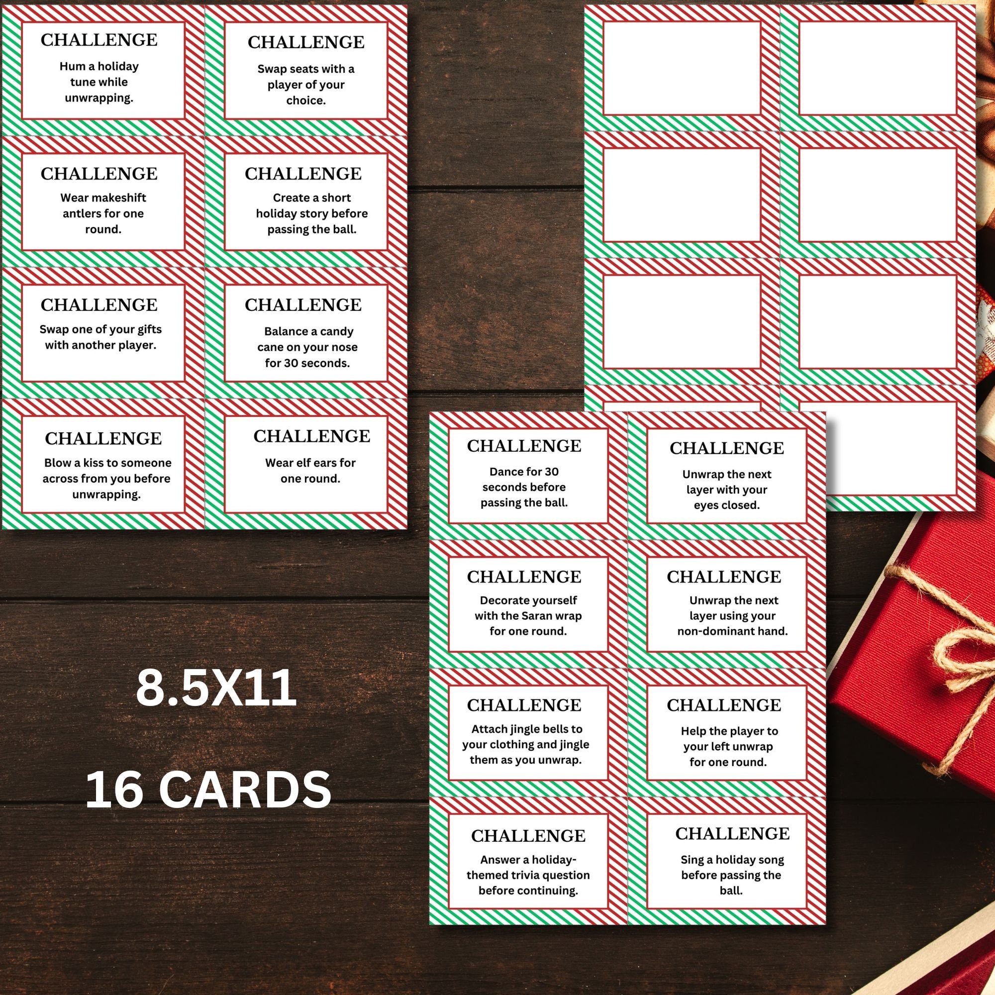 Saran Wrap Game, Saran Wrap Ball Game, Saran Wrap Challenge Cards, Christmas Games, Printable ...