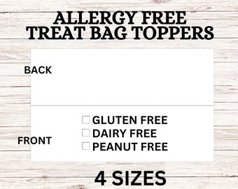 Gluten Free Bag Topper, Peanut Free Bag Topper, Dairy Free Bag Topper, Allergy Free Bag Topper, Allergy Friendly Printable Sign, Treat Bag