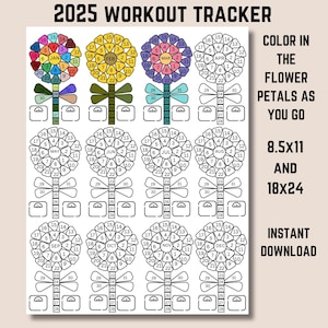 Kleur 2025 workouttracker, digitale workouttracker, fitnesstracker, dagelijkse workouttracker, gewoontetracker, wellnesstracker, fitnesstracker, 2025 fitness