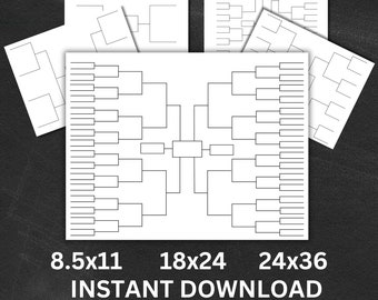 Tournament Bracket Template Bundle Editable, Sports Bracket Printable Set, Large Basketball March Madness Bracket Customizable