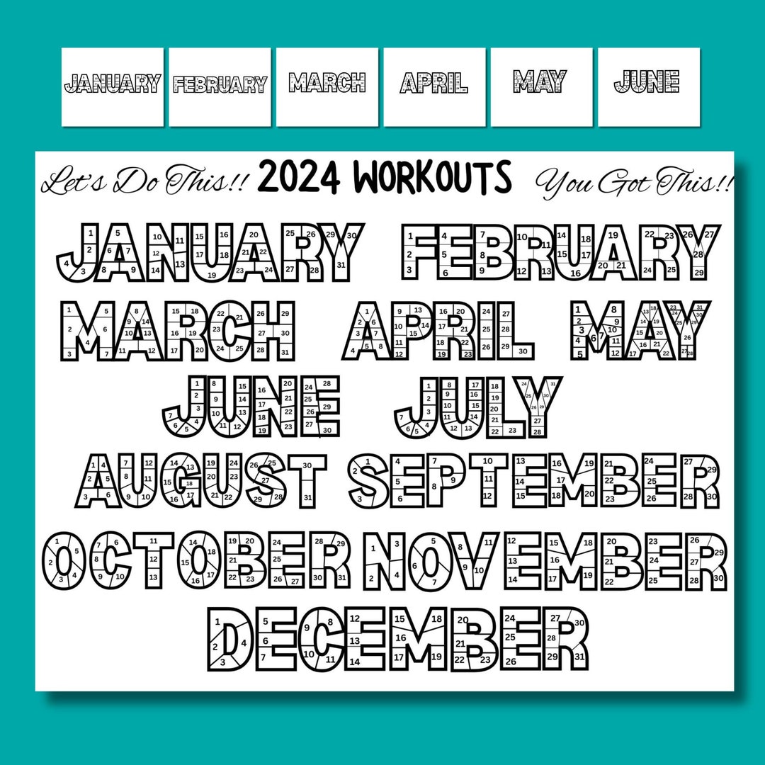 Workout Tracker Printable Coloring Page, Coloring Workout Calendar