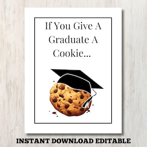 Als je een afgestudeerde een koekje geeft Boek afdrukbaar, afstudeercadeaukaart boek, afstudeercadeau voor student, bewerkbaar canva-sjabloonboek