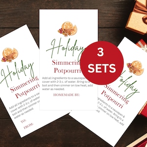 Étiquette de pot-pourri, pot-pourri de mijotage de vacances imprimable, étiquette de pot-pourri sur la cuisinière, étiquette d'instructions de pot-pourri de Noël fait maison, action de grâces