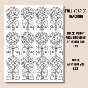 2025 workout habit tracker, 2025 workout tracker, 2025 habit tracker, 2025 coloring habit tracker, coloring workout tracker, flower workout tracker, floral workout tracker