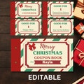 Christmas Coupon Book EDITABLE, Printable Coupon Book Template, Custom Christmas Coupon, Personalized Holiday Gift for Kids, Reward Coupons