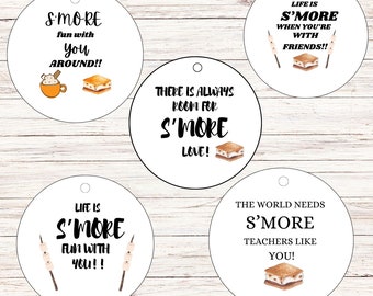 Smores Kit Tags, Printable Smores Tags, Smores Party Favor Tag, Teacher Appreciation Gift Tags, Smores Halloween Party Tags, Coworker Gift
