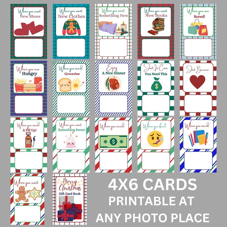 Christmas Gift Card Book, Printable Christmas Gift for Kids, Christmas