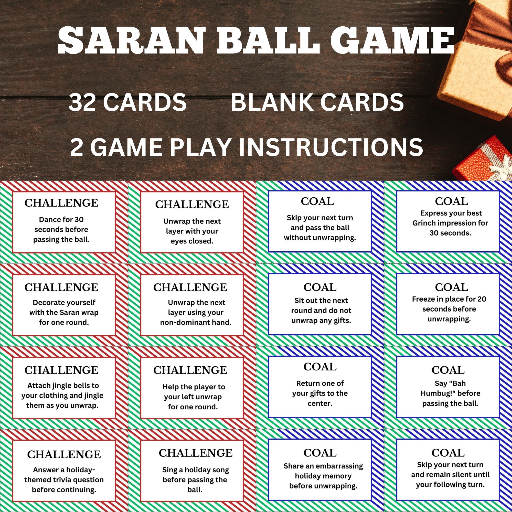 Saran Wrap Game, Saran Wrap Ball Game, Saran Wrap Challenge Cards
