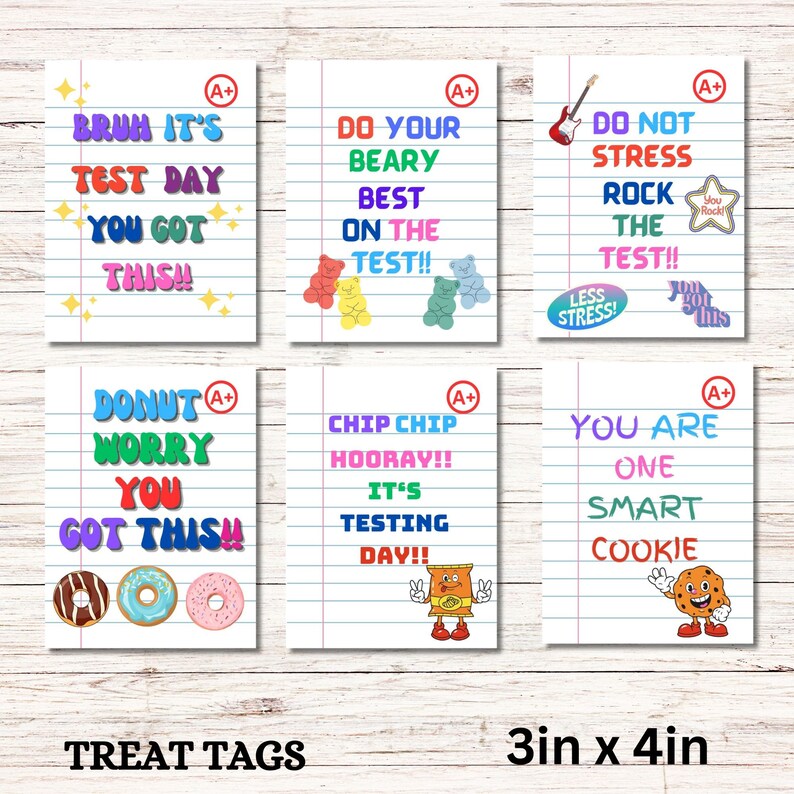 Testing Day Snack Tag Printable Classroom Treat Tag, STAAR Test Printable Notes, Benchmark Testing Snack, Student Encouragement Testing Card image 3